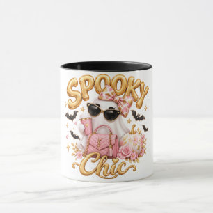 Gruseliger Chic Pinker Geist Halloween Retro-Kaffe Tasse