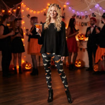 Gruseliger Chic Schwarz, Orange & Creme Leggings