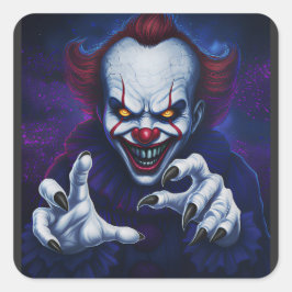 Gruseliger Clown-Aufkleber Quadratischer Aufkleber