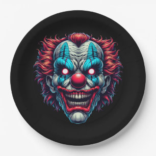 Gruseliger Clown-Gesicht Halloween-Party Pappteller