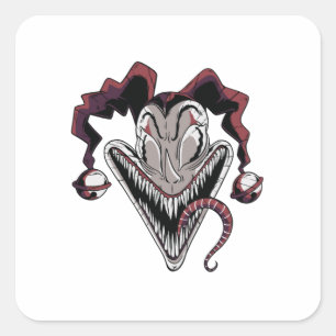 Gruseliger Clown Gesicht Halloween Quadratischer Aufkleber