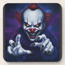 Gruseliger Clown Hartplastik-Untersetzer Getränkeuntersetzer