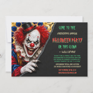 Gruseliger Clown Lustiger Gruseliger Halloween-Par Einladung
