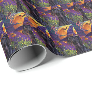 Gruseliger Dogge-Hund Halloween Hexe Kürbis Geschenkpapier