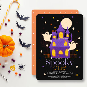 Gruseliger Ein Geburtstag Geist Spukhaus Schwarz 1 Einladung