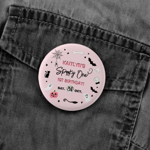 Gruseliger Einser! Mädchen Halloween 1. Geburtstag Button