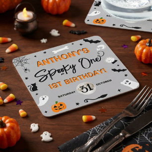 Gruseliger Erster! Halloween 1. Geburtstagsfeier Rechteckiger Pappuntersetzer