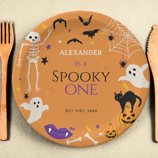 Gruseliger Erster Halloween Geburtstag Orange Pappteller