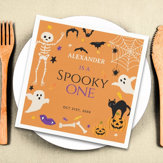 Gruseliger Erster Halloween Geburtstag Orange Serviette