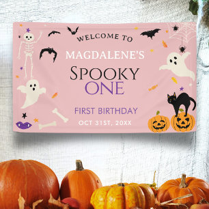 Gruseliger Erster Halloween Geburtstag Pink Willko Banner