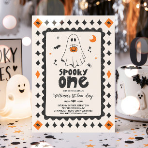 Gruseliger erster Halloween-Jungen-Geist 1. Geburt Einladung