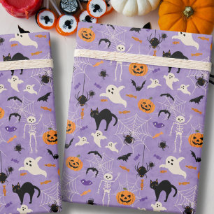 Gruseliger Erster Halloween-Kindergeburtstag Lila Geschenkpapier