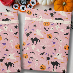 Gruseliger Erster Halloween-Kindergeburtstag Pink Geschenkpapier