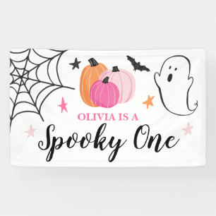 Gruseliger Erster Halloween rosa Kürbisse 1. Gebur Banner