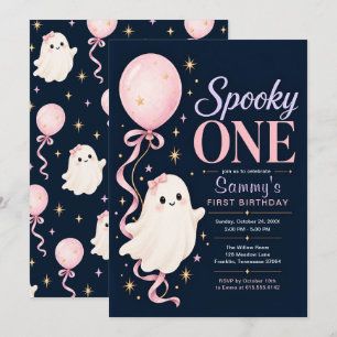 Gruseliger Erster Pinker Geist Halloween 1. Geburt Einladung