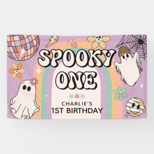 Gruseliger Erster Retro 1. Geburtstag Halloween-Pa Banner