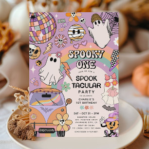 Gruseliger Erster Retro-Spaß Halloween-Geburtstags Einladung