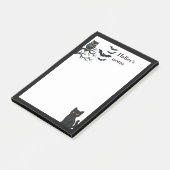Gruseliger Eule, Fledermäuse und schwarze Katze Post-it Klebezettel (angewinkelt)