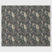 Gruseliger Eule & Nacht Blumenmuster Geschenkpapier (Flach)