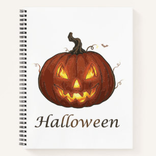 Gruseliger Feuriger Jack-o'-Lantern Halloween-Kürb Notizblock