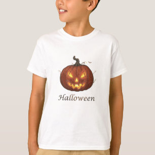 Gruseliger feuriger Jack-o'-Lantern Halloween-Kürb T-Shirt