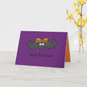 Gruseliger Fledermaus-Süßigkeiten - Halloween-Gruß Karte (Gelbe Blume)