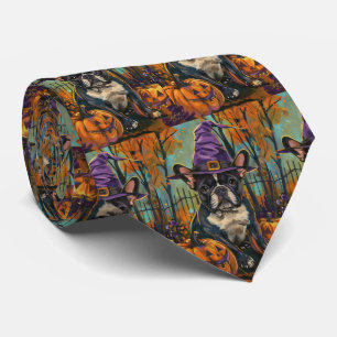 Gruseliger französischer Bulldogge Halloween Hexe  Krawatte