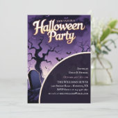 Gruseliger Friedhof Gruselige Halloween-Party Einladung (Stehend Vorderseite)