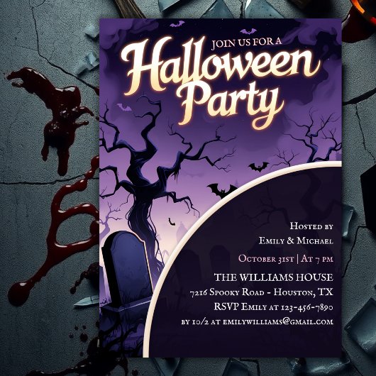 Gruseliger Friedhof Gruselige Halloween-Party Einladung