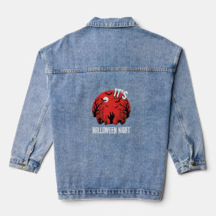 Gruseliger Friedhof Vektor Halloween Nacht Jeansjacke