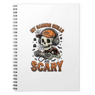 Gruseliger Gamer-Skelett Vintage-Halloween-Shirt-D Notizblock