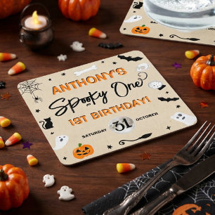 Gruseliger Geburtstag! Halloween 1. Geburtstagsfei Rechteckiger Pappuntersetzer
