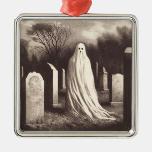 Gruseliger Geist auf dem Friedhof Vintage-Stich Ornament Aus Metall