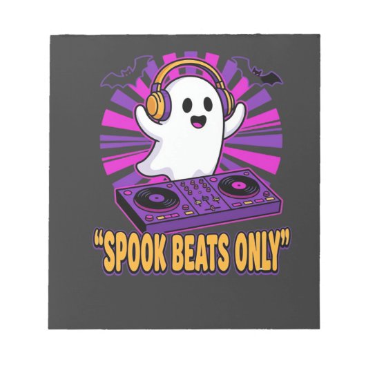 Gruseliger Geist DJ Halloween Beats Design_1 Notizblock (Vorderseite)