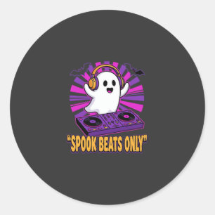 Gruseliger Geist DJ Halloween Beats Design_1 Runder Aufkleber