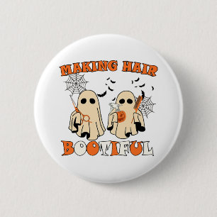 Gruseliger Geist-Friseur Halloween Button