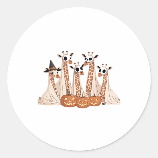 Gruseliger Geist-Giraffe-Halloween-Lustiger Afrika Runder Aufkleber (Vorderseite)