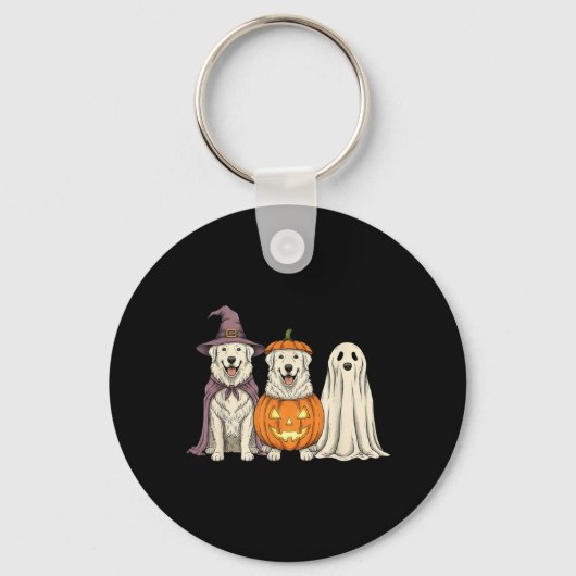 Gruseliger Geist Great Pyrenees Kürbis Halloween H Schlüsselanhänger (Vorderseite)