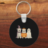 Gruseliger Geist Great Pyrenees Kürbis Halloween H Schlüsselanhänger (Vorderseite)