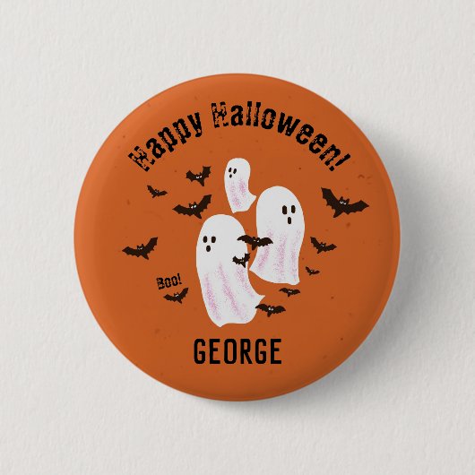Gruseliger Geist Halloween individueller Knopf Button (Vorderseite)