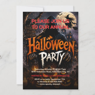 Gruseliger Geist-Kürbis-Hexen-Halloween-Party Einladung