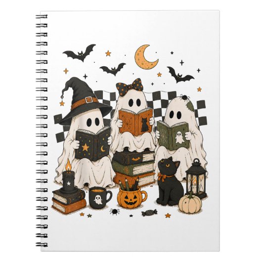Gruseliger Geist liest Bücher Lustiges Halloween (Vorderseite)