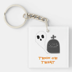 Gruseliger Geist mit Grab Halloween Acryl-Schlüsse Schlüsselanhänger