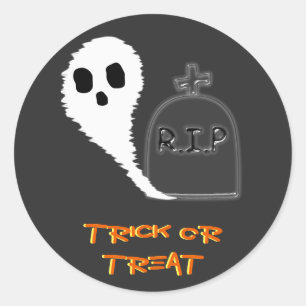 Gruseliger Geist mit Grab Halloween-Aufkleber Runder Aufkleber
