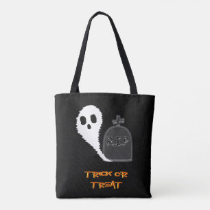 Gruseliger Geist mit Halloween-Grab Tasche