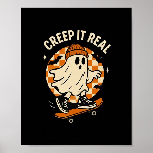 Gruseliger Geist Skateboard fährt Gruselig Echt Lu Poster (Vorne)