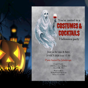 Gruseliger Geister-Kostüm-Cocktail-Halloween-Party Einladung