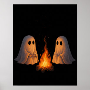 Gruseliger Geister-Lagerfeuer-Nachtwald-Kunst - Ha Poster