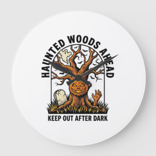 Gruseliger Geisterbaum Vintage Halloween-Warn-Shir Große Wanduhr