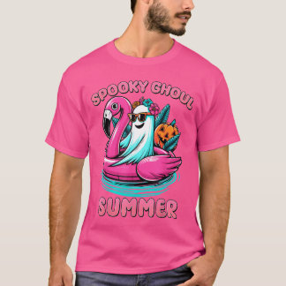 Gruseliger Ghoul Sommer Vibes Geist Flamingo Pool  T-Shirt